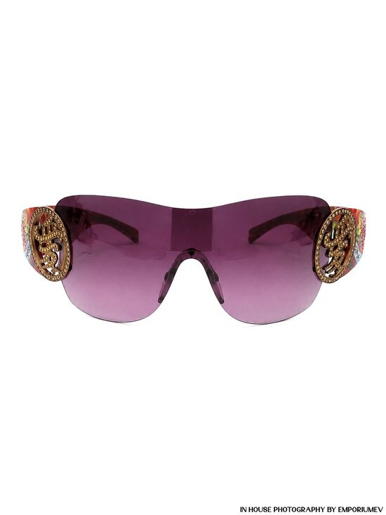 Ed Hardy EHS 024 Tortoise Shield Rimless Floral Design Sunglasses 0270